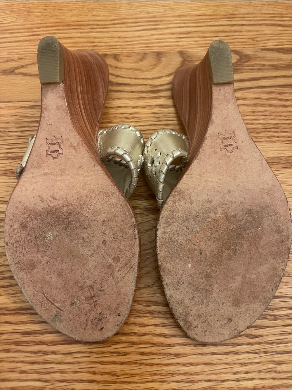 Jack Rogers Silver Gold Wedge Sandals with Floral Medallion - Picture 3 of 4
